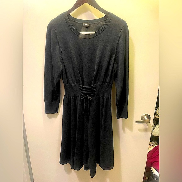 torrid Dresses & Skirts - Torrid Black Tie Front Long Sleeve Sweater-like Dress Size 1X